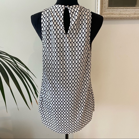 Valley Girl White Black Business Top w Diamond pattern Office Work Wear Size M - Picture 9 of 9